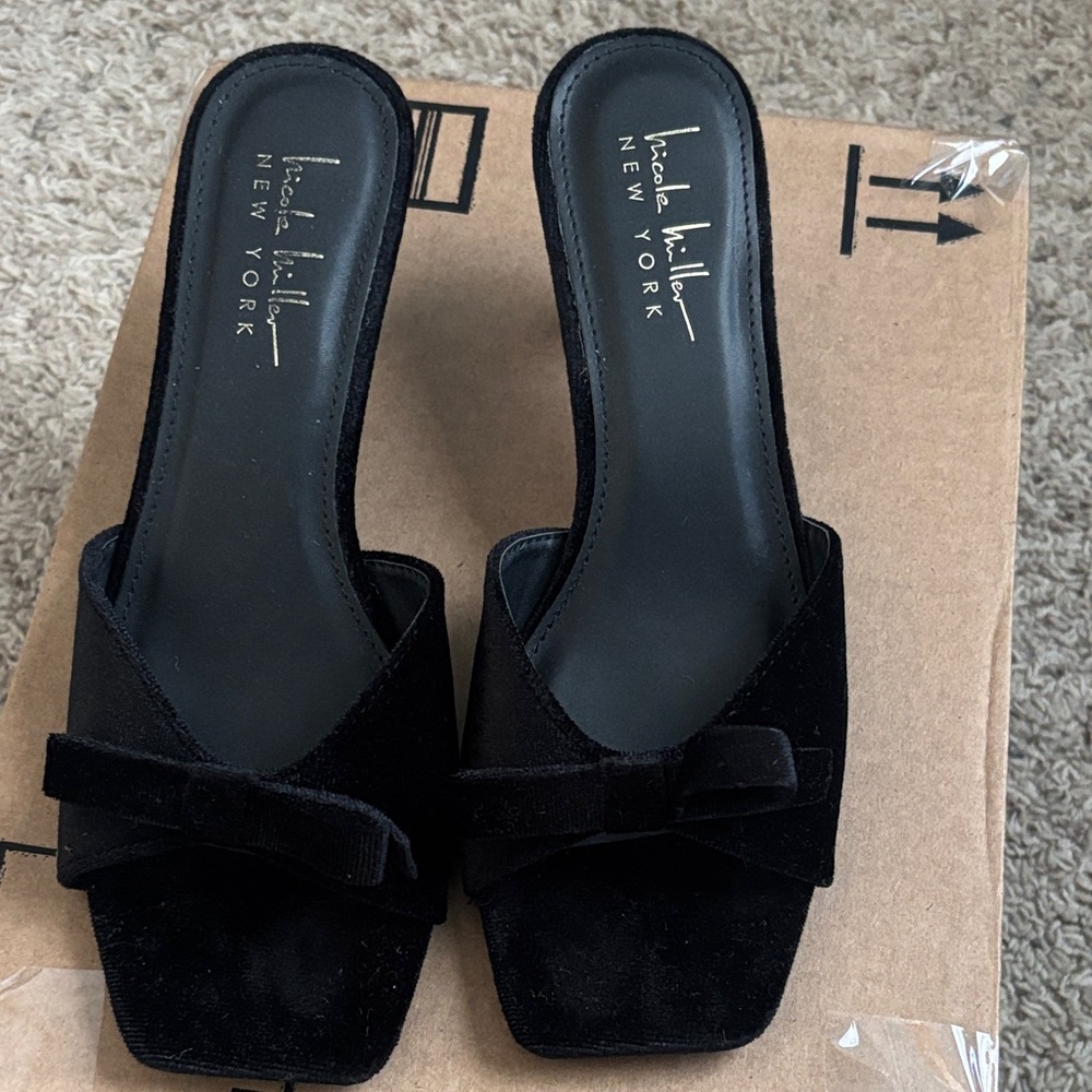 Nicole Miller Black Velvet Mules